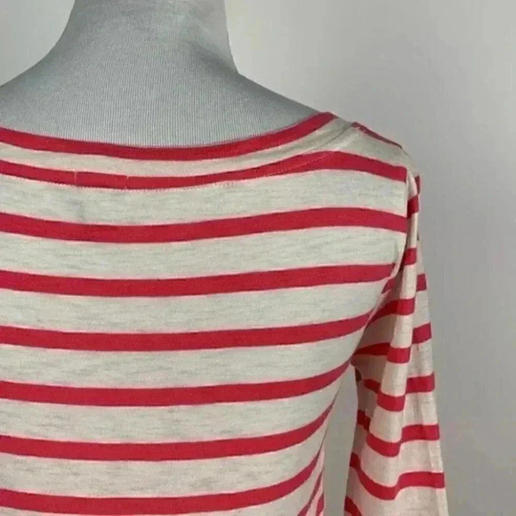 J Crew top size XXS Pink white striped 3/4 sleeve - Picture 6 of 10